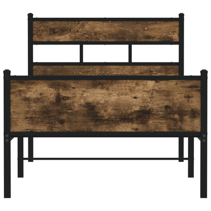 Single Bed Frame 90x190 cm Smoked Oak Finish – Engineered Wood