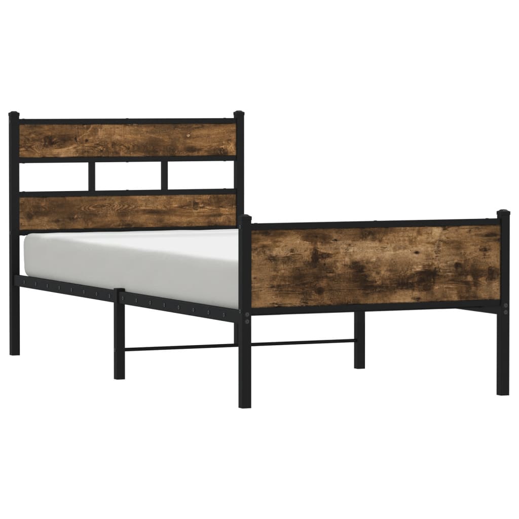 Smoked Oak Engineered Wood Bed Frame 100x200 cm (No Mattress)