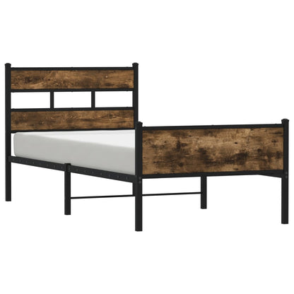 Smoked Oak Bed Frame 107x203 cm - Engineered Wood, No Mattress