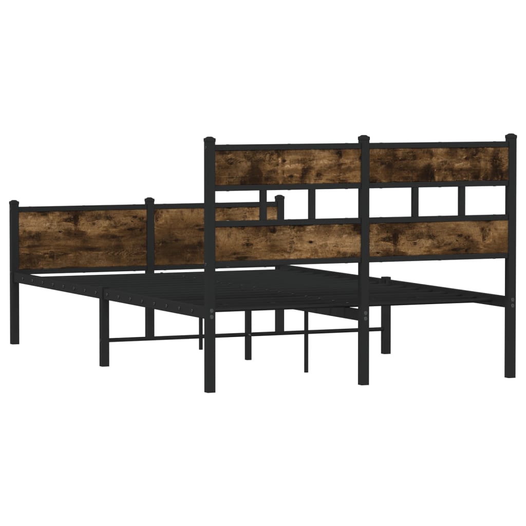 Smoked Oak Engineered Wood Bed Frame 120x200 cm (No Mattress)
