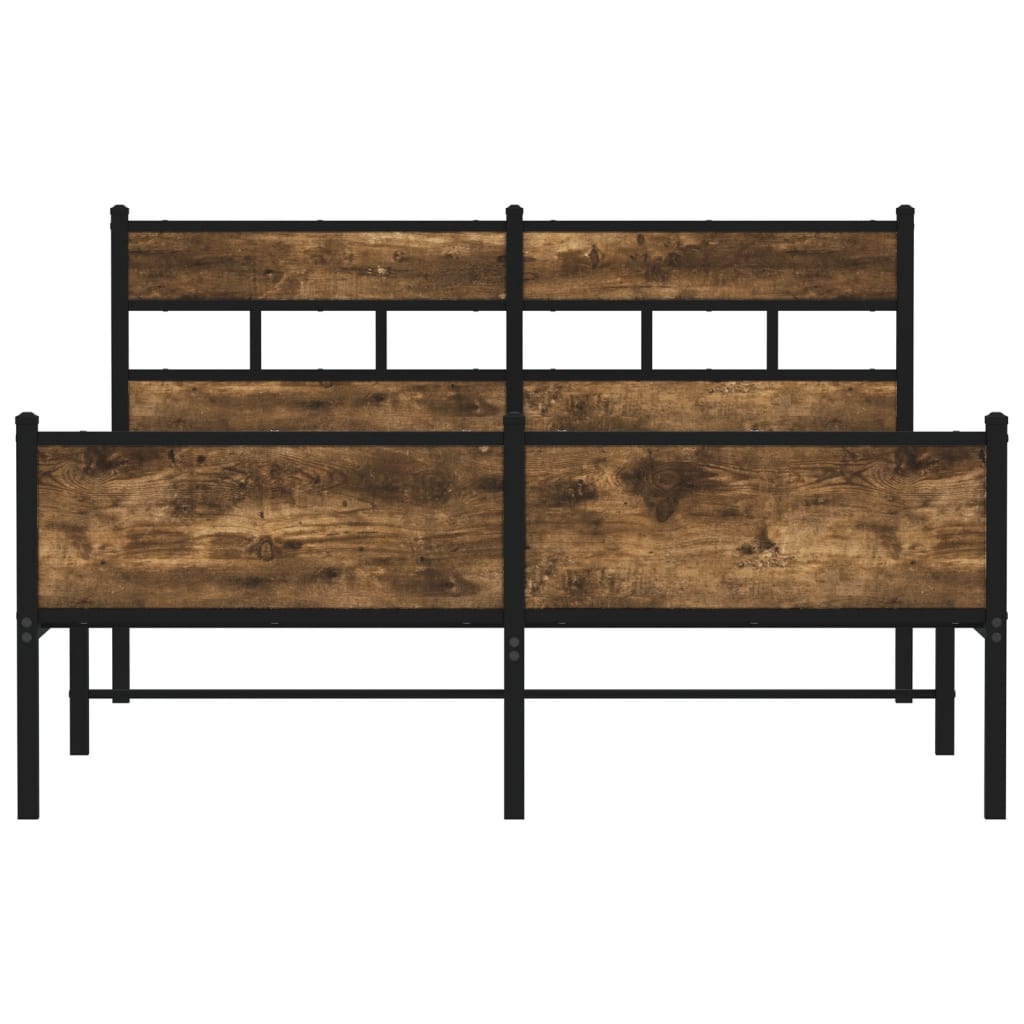 Smoked Oak Bed Frame 137x190 cm, Engineered Wood, No Mattress