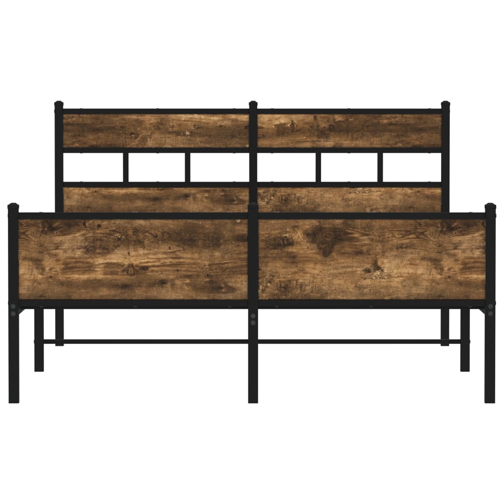 Smoked Oak Bed Frame 140x200 cm, Modern Engineered Wood Design