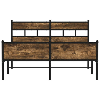 Smoked Oak Bed Frame 140x200 cm, Modern Engineered Wood Design
