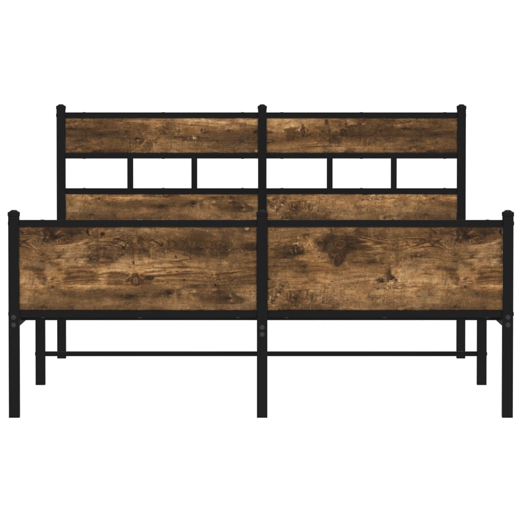 King Size Smoked Oak Bed Frame 150x200 cm - Engineered Wood