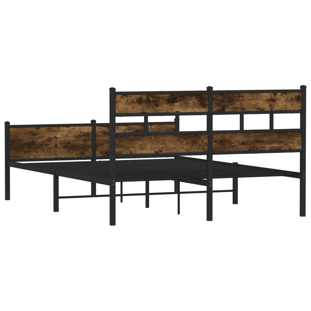 King Size Smoked Oak Bed Frame 150x200 cm - Engineered Wood