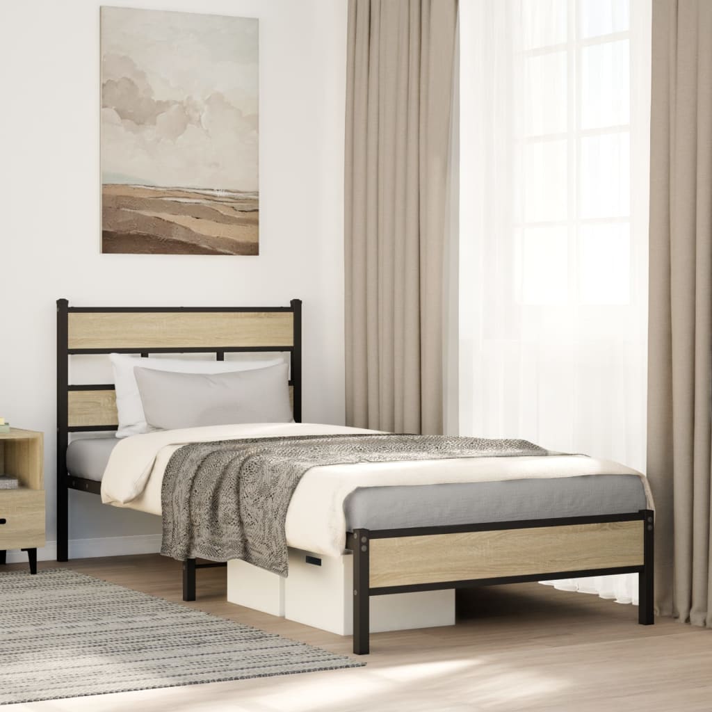 Sonoma Oak Small Single Bed Frame 75x190cm - Engineered Wood