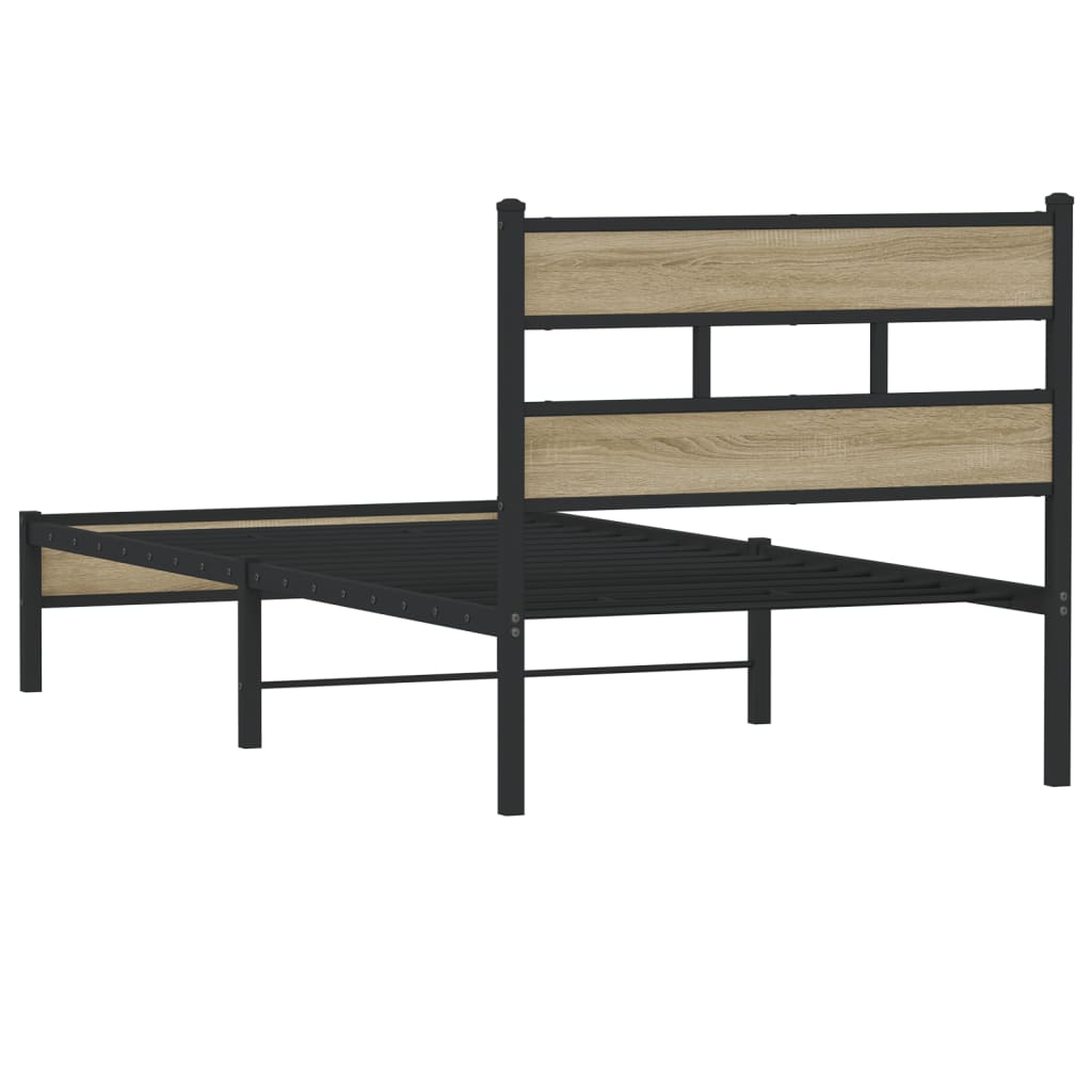 Sonoma Oak Bed Frame 90x200 cm - Engineered Wood (No Mattress)