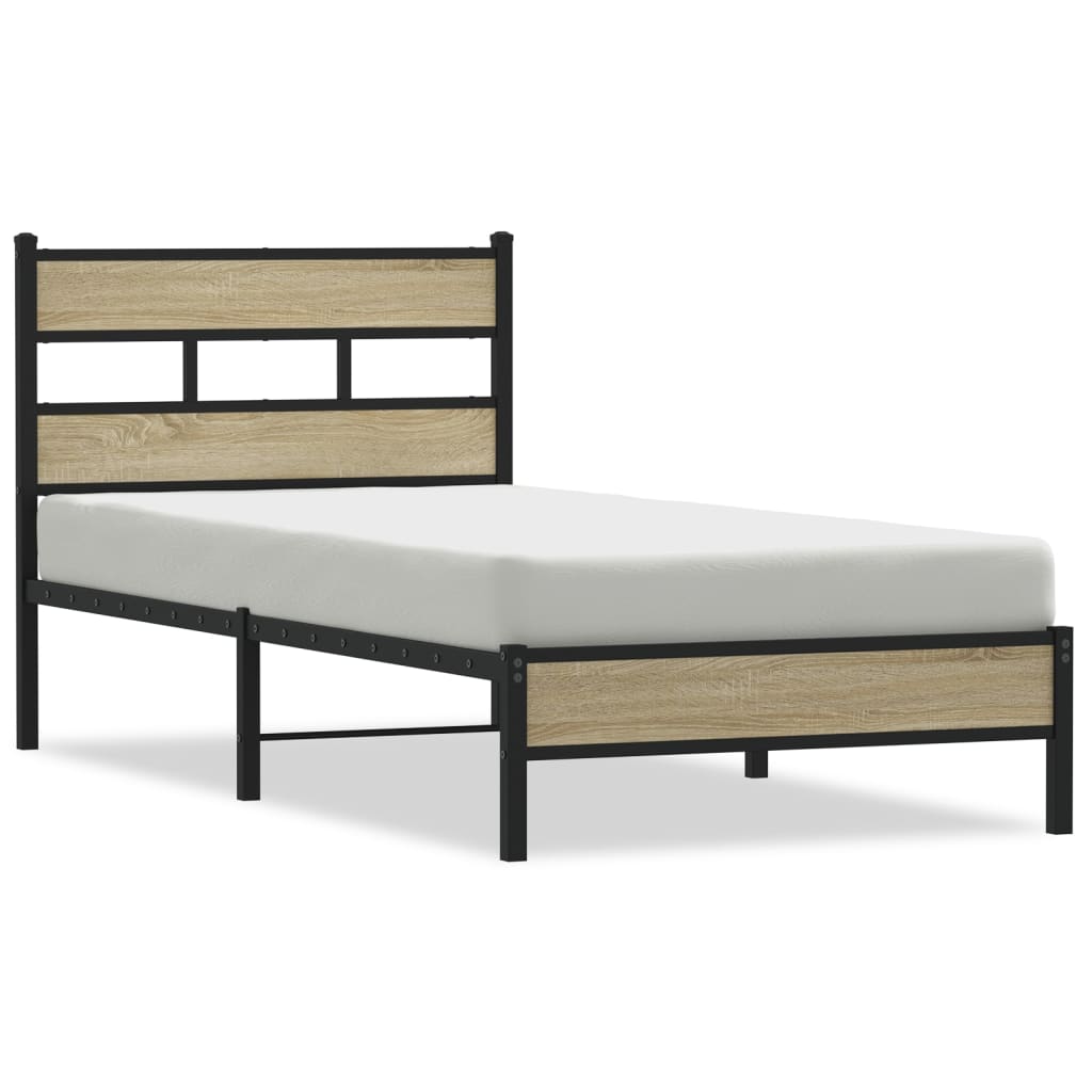 Sonoma Oak Bed Frame 100x190 cm, Engineered Wood, No Mattress