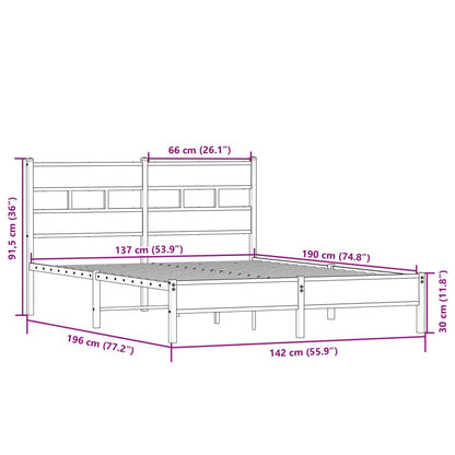Bed Frame without Mattress Sonoma Oak 137x190 cm Engineered Wood
