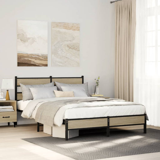 Bed Frame without Mattress Sonoma Oak 137x190 cm Engineered Wood