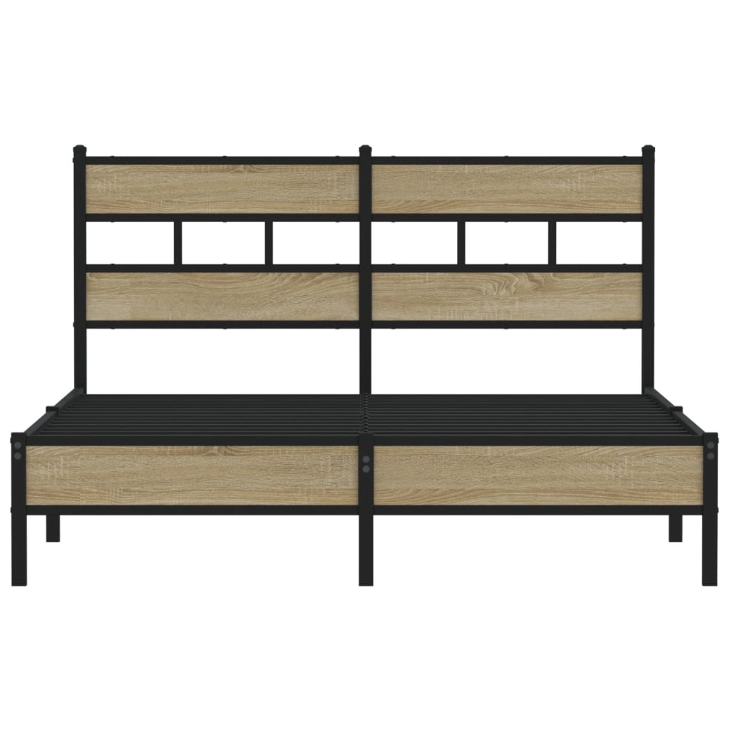 Sonoma Oak Bed Frame 140x190 cm, Engineered Wood, No Mattress
