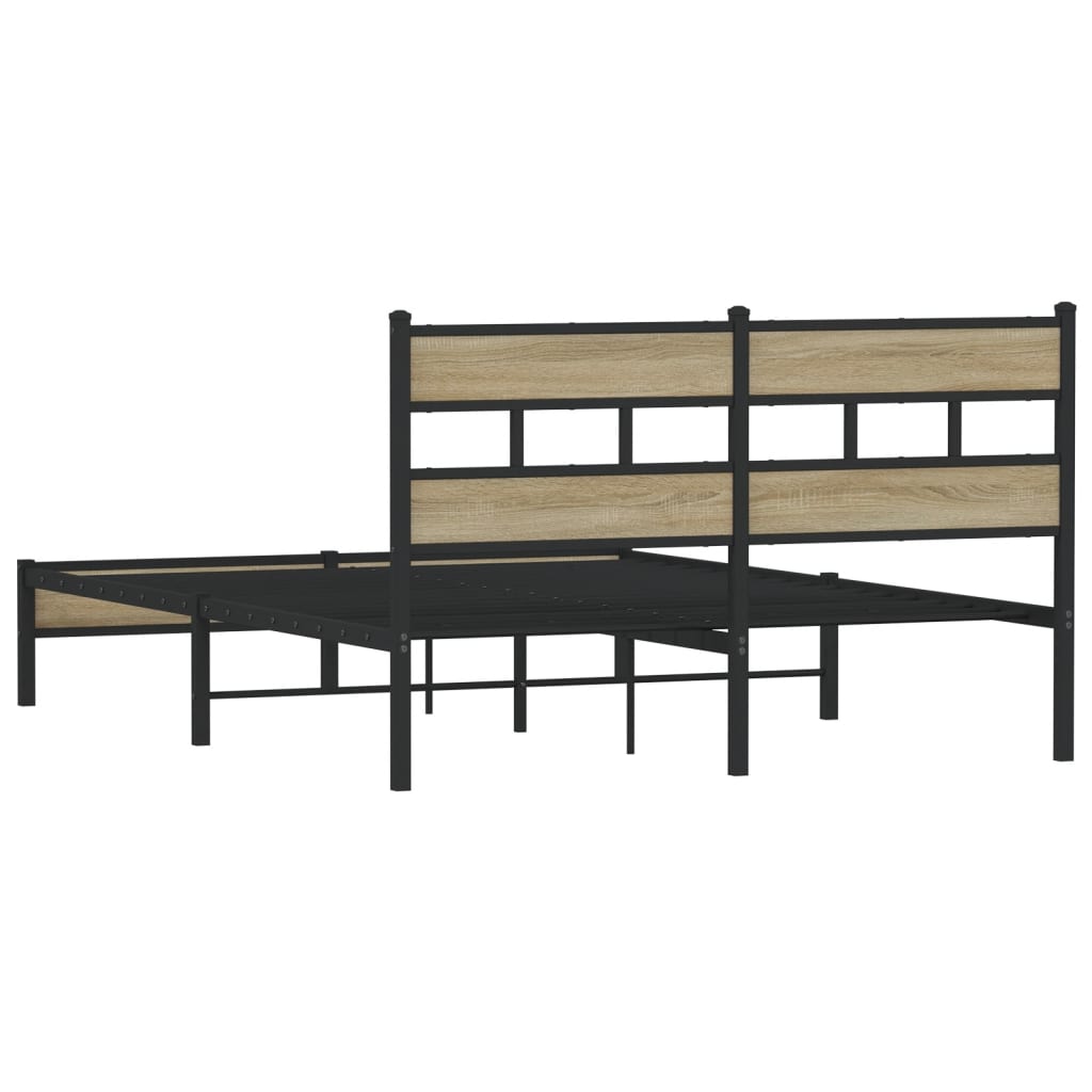 Sonoma Oak Bed Frame 140x190 cm, Engineered Wood, No Mattress