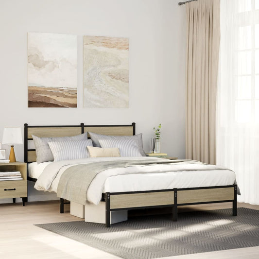 Bed Frame without Mattress Sonoma Oak 160x200 cm Engineered Wood