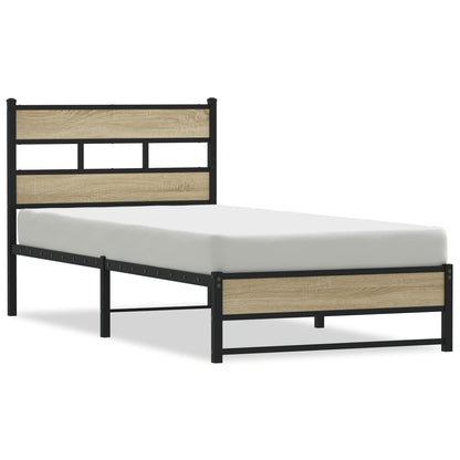 Sonoma Oak Metal Bed Frame 80x200 cm - No Mattress Included