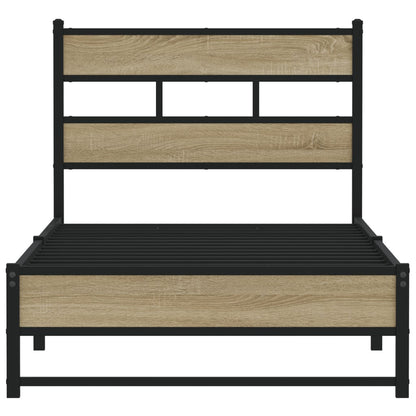 Sonoma Oak Metal Bed Frame 80x200 cm - No Mattress Included
