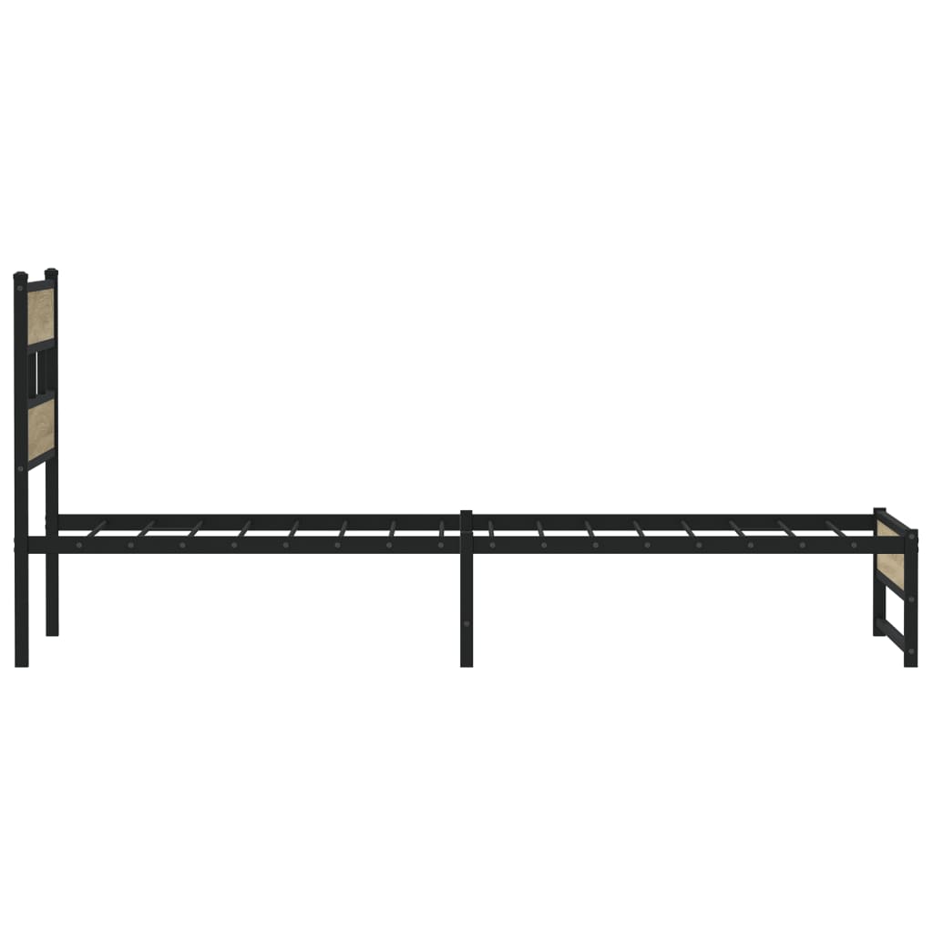 Sonoma Oak Metal Bed Frame 80x200 cm - No Mattress Included
