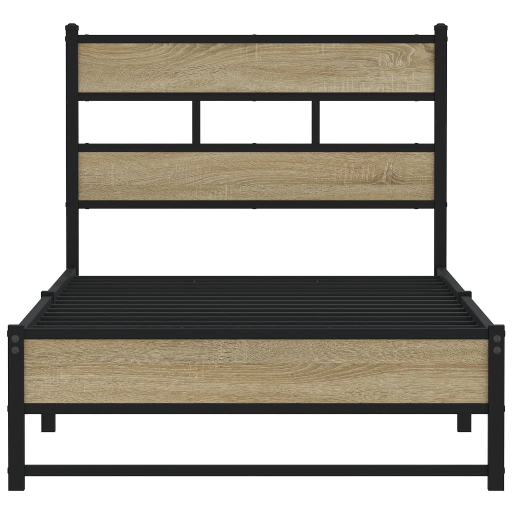 Sonoma Oak Metal Bed Frame 100x200 cm - No Mattress Included