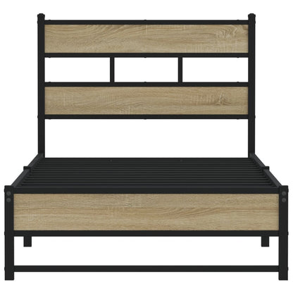Sonoma Oak Metal Bed Frame 100x200 cm - No Mattress Included