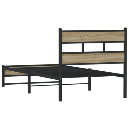 Sonoma Oak Metal Bed Frame 100x200 cm - No Mattress Included