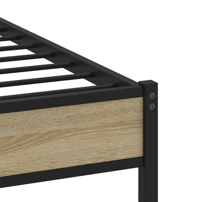 Sonoma Oak Metal Bed Frame 100x200 cm - No Mattress Included