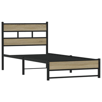 Sonoma Oak Metal Bed Frame 107x203 cm - No Mattress Included