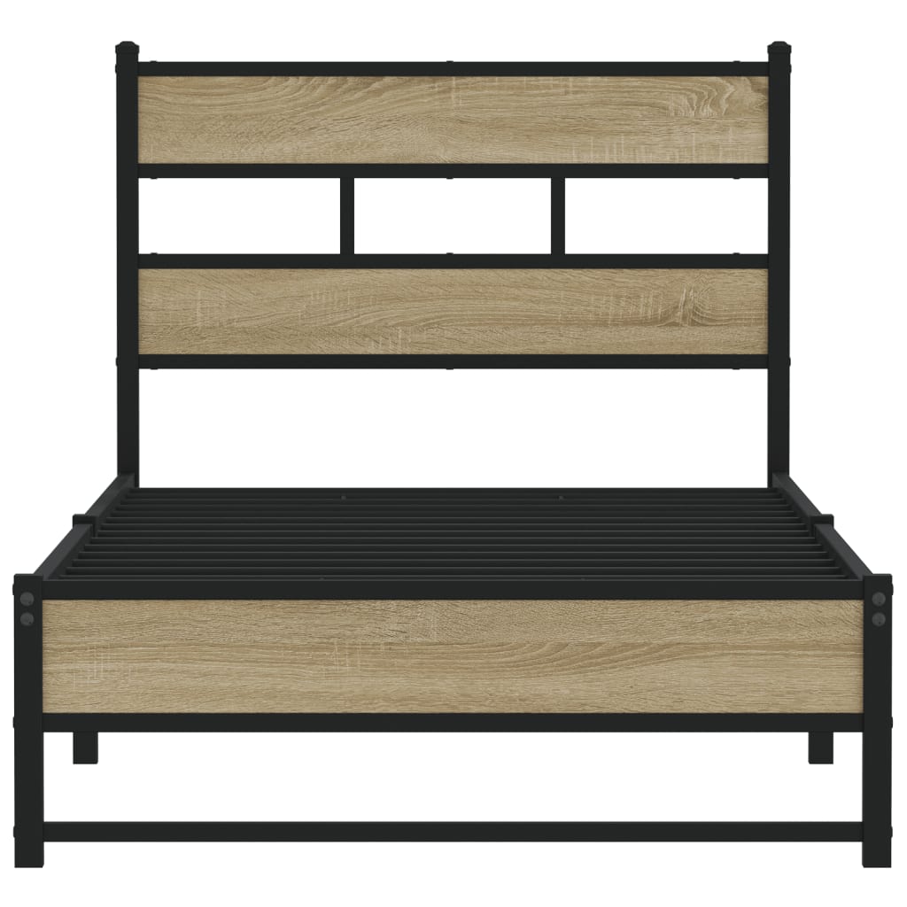 Sonoma Oak Metal Bed Frame 107x203 cm - No Mattress Included