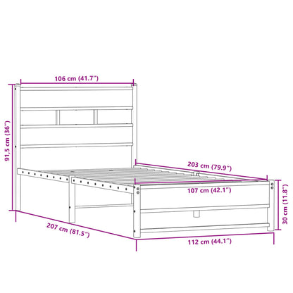 Sonoma Oak Metal Bed Frame 107x203 cm - No Mattress Included