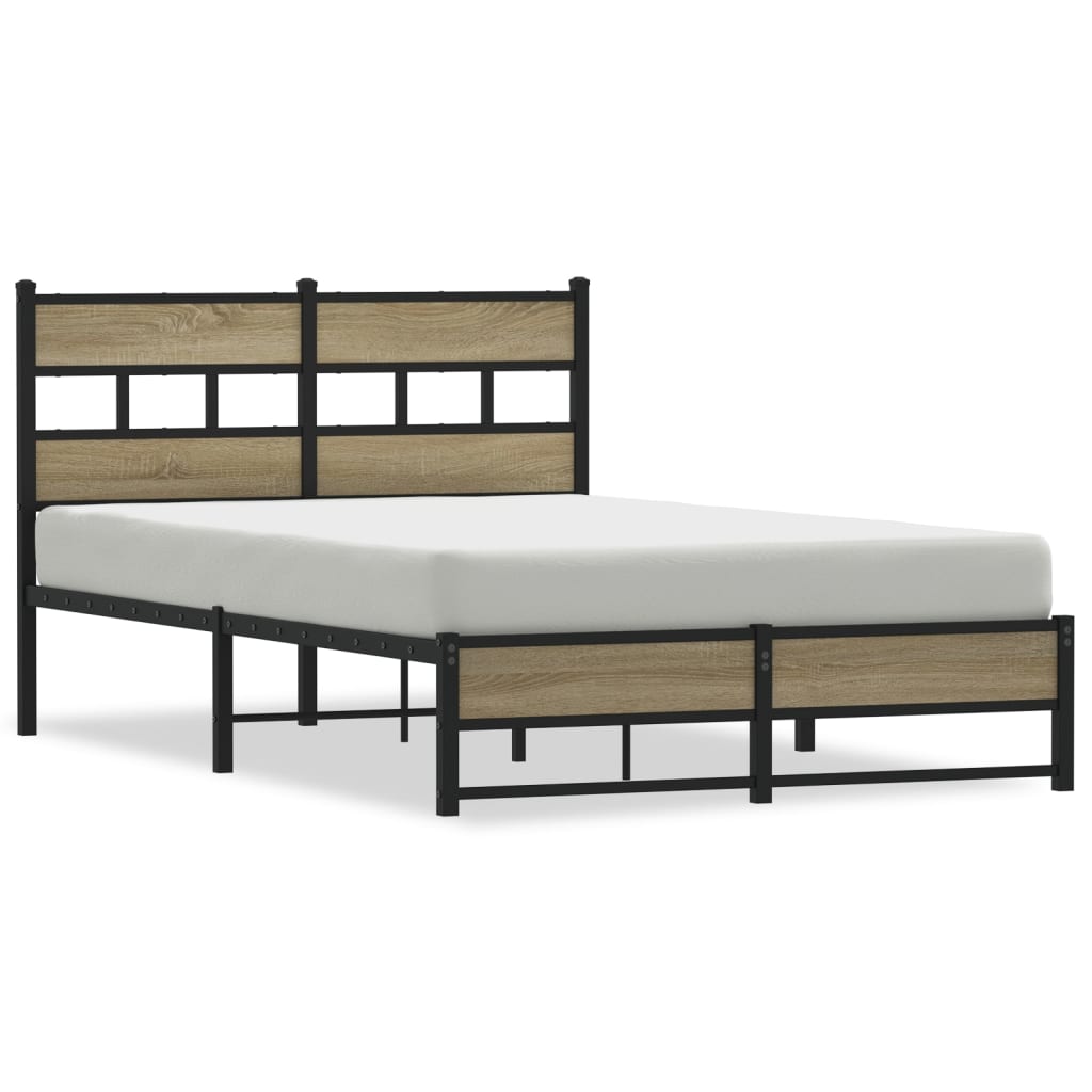 Metal Bed Frame Sonoma Oak Finish 120x200 cm - No Mattress Included
