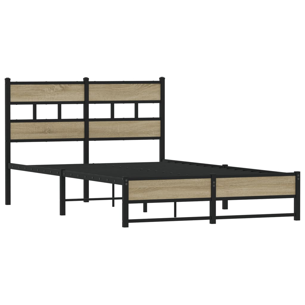 Metal Bed Frame Sonoma Oak Finish 120x200 cm - No Mattress Included