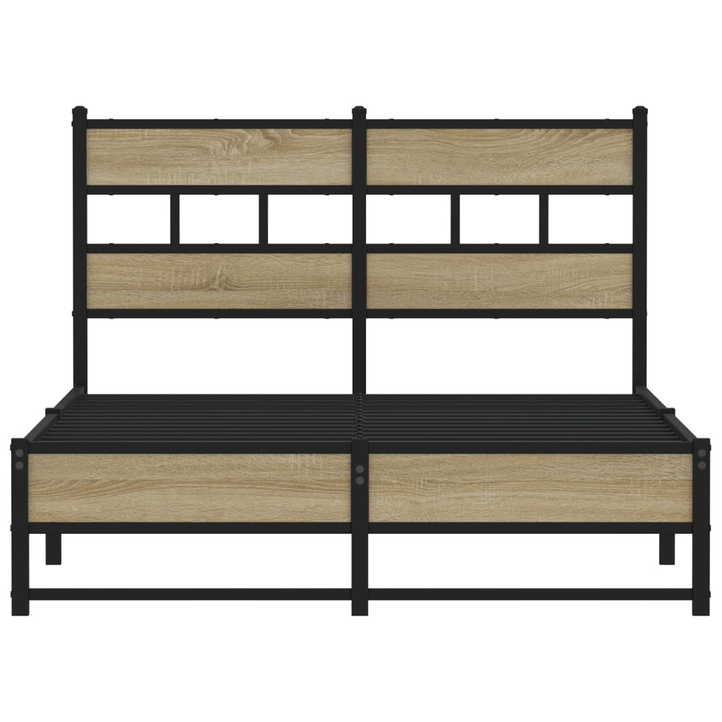 Metal Bed Frame Sonoma Oak Finish 120x200 cm - No Mattress Included