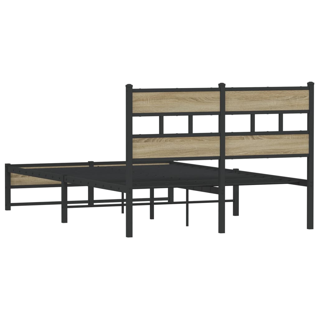 Metal Bed Frame Sonoma Oak Finish 120x200 cm - No Mattress Included