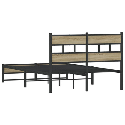 Metal Bed Frame Sonoma Oak Finish 120x200 cm - No Mattress Included