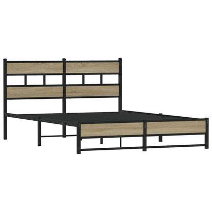 Metal Bed Frame without Mattress Sonoma Oak 135x190 cm Double