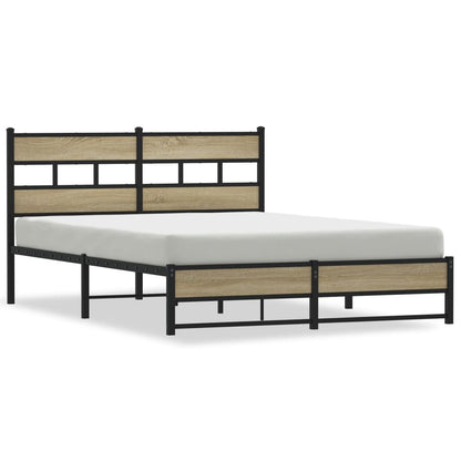 Metal Bed Frame without Mattress Sonoma Oak 140x200 cm