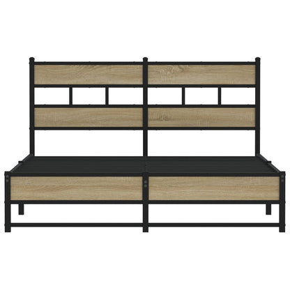 Metal Bed Frame without Mattress Sonoma Oak 140x200 cm