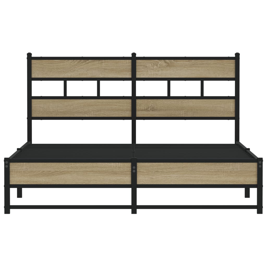 King Size Metal Bed Frame 150x200 cm, Sonoma Oak Finish