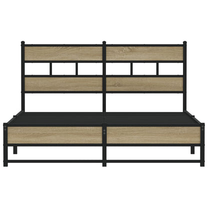 King Size Metal Bed Frame 150x200 cm, Sonoma Oak Finish