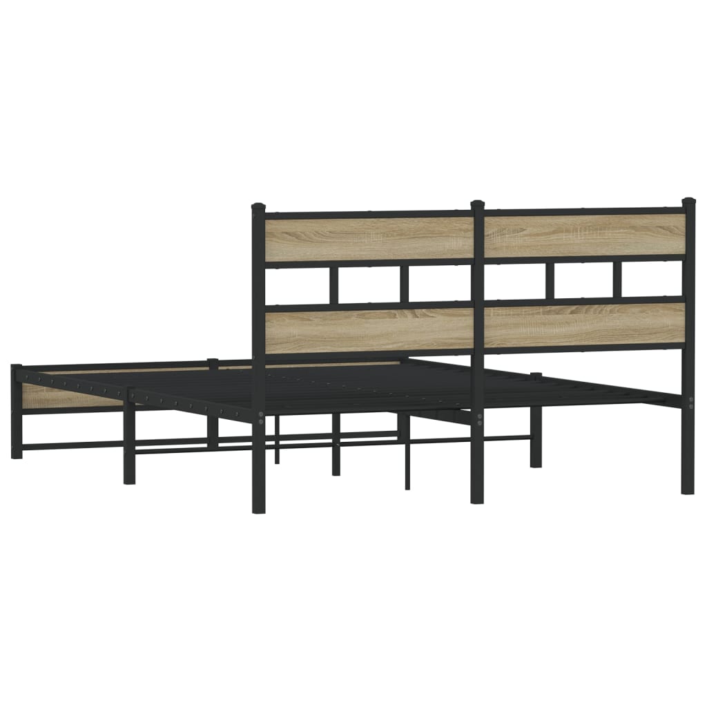 King Size Metal Bed Frame 150x200 cm, Sonoma Oak Finish