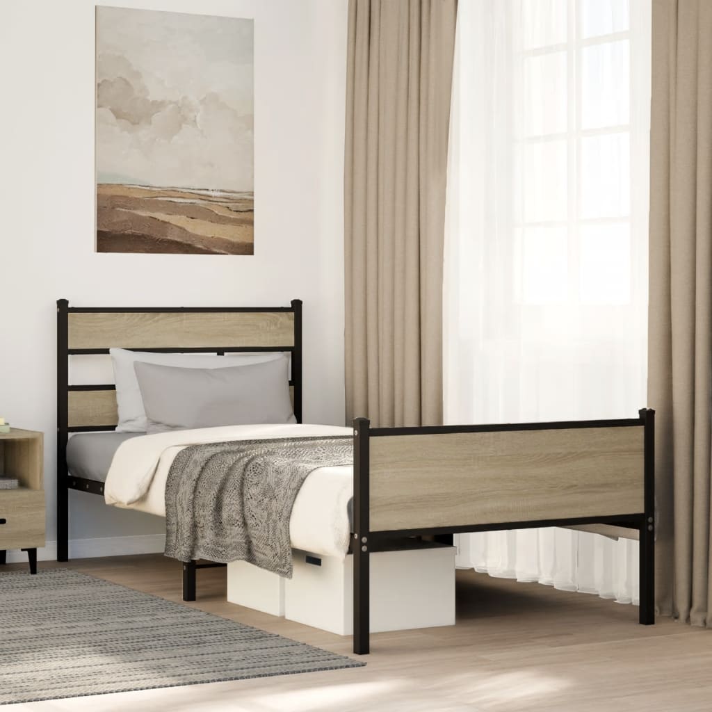 Sonoma Oak Engineered Wood Bed Frame 100x200 cm (No Mattress)