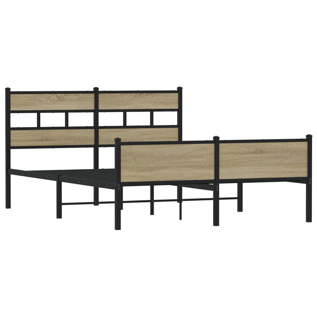 Sonoma Oak Bed Frame 140x190 cm - Engineered Wood, No Mattress
