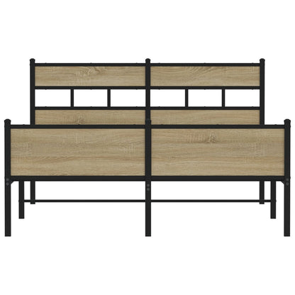 Sonoma Oak Bed Frame 140x190 cm - Engineered Wood, No Mattress