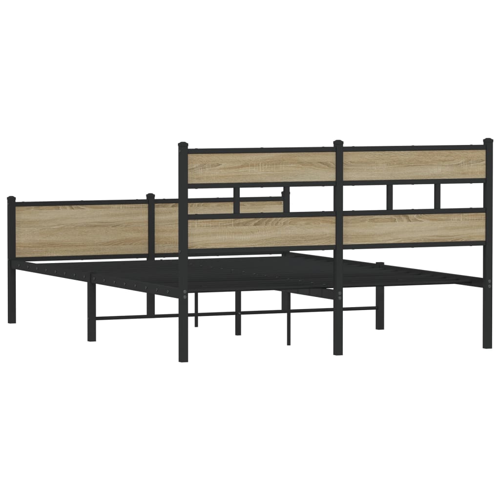 Sonoma Oak Bed Frame 140x190 cm - Engineered Wood, No Mattress