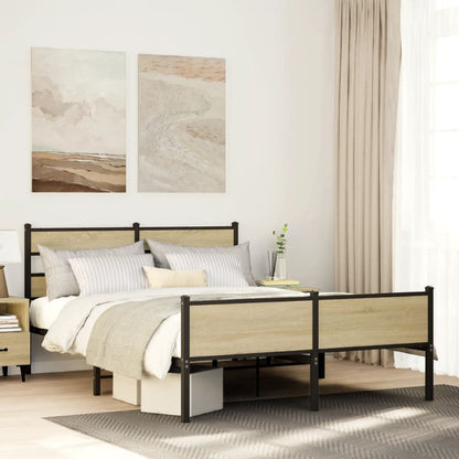 Bed Frame without Mattress Sonoma Oak 140x200 cm Engineered Wood