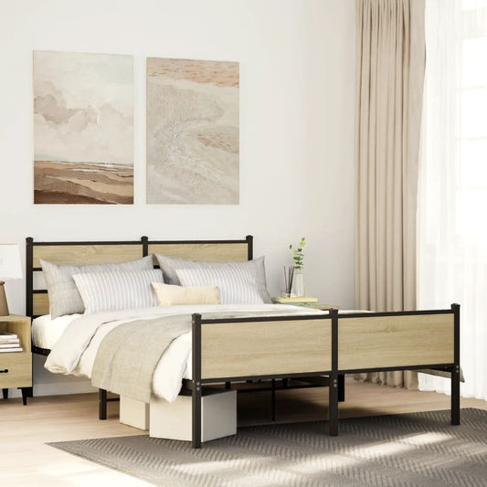 Bed Frame without Mattress Sonoma Oak 140x200 cm Engineered Wood