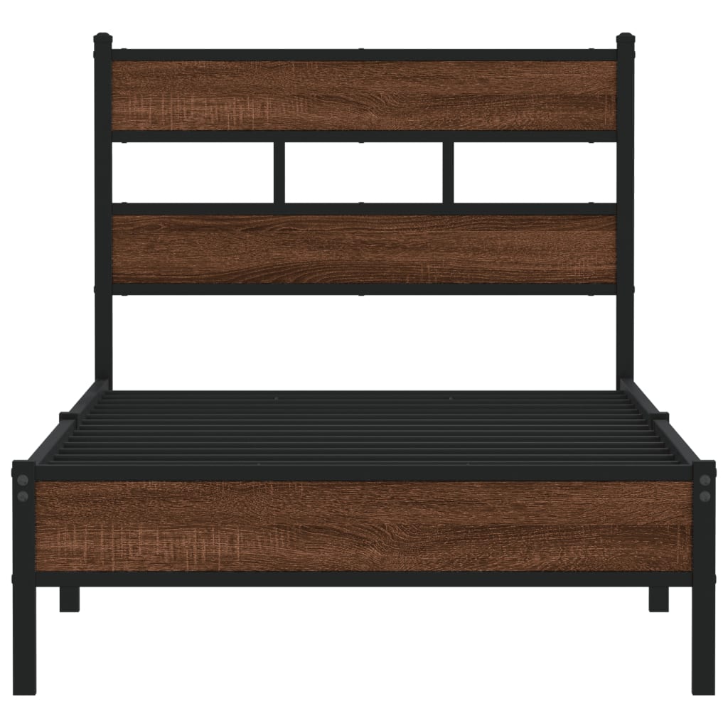 Brown Oak Small Single Bed Frame 75x190 cm - Engineered Wood
