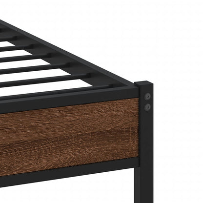 Brown Oak Single Bed Frame 90x190 cm - Engineered Wood
