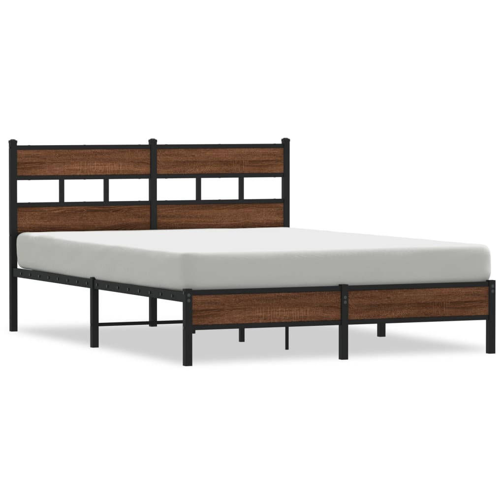 Brown Oak 140x200 Bed Frame - Durable Engineered Wood Design
