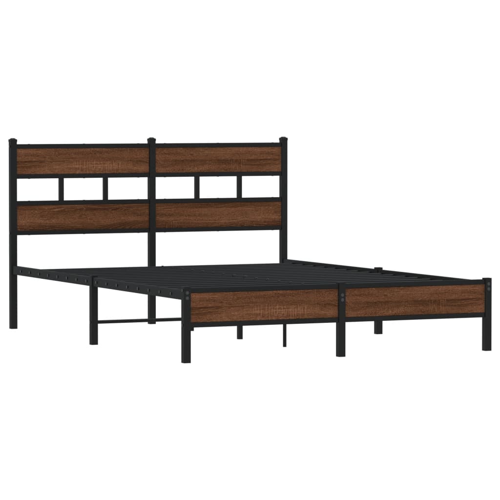 Brown Oak 140x200 Bed Frame - Durable Engineered Wood Design