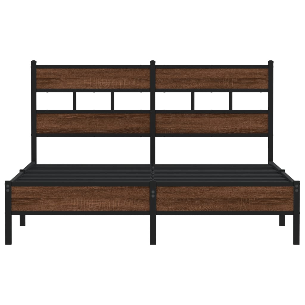 Brown Oak 140x200 Bed Frame - Durable Engineered Wood Design
