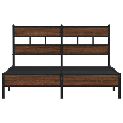 Brown Oak 140x200 Bed Frame - Durable Engineered Wood Design